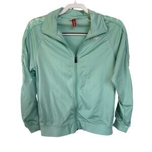 Kappa Teal Zip Up Track Jacket Athleisure Logo Sleeve Streetwear Comfort Small